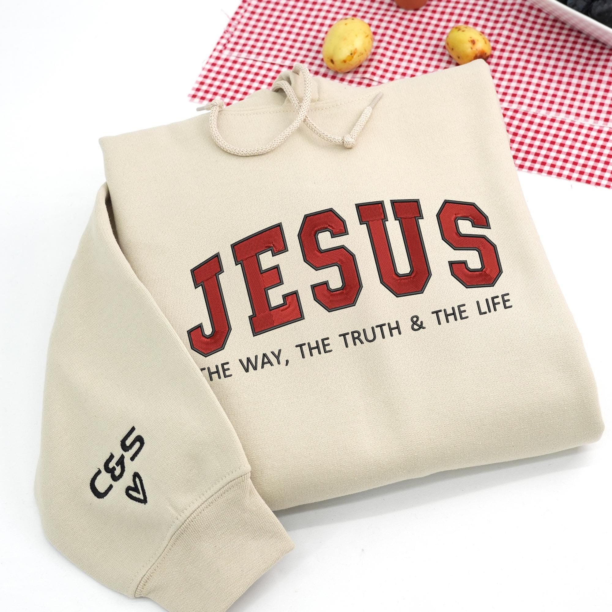 Embroidered Christian Sweatshirt, Jesus The Way The Truth and The Life Crewneck, Bible Verse, Jesus Lover
